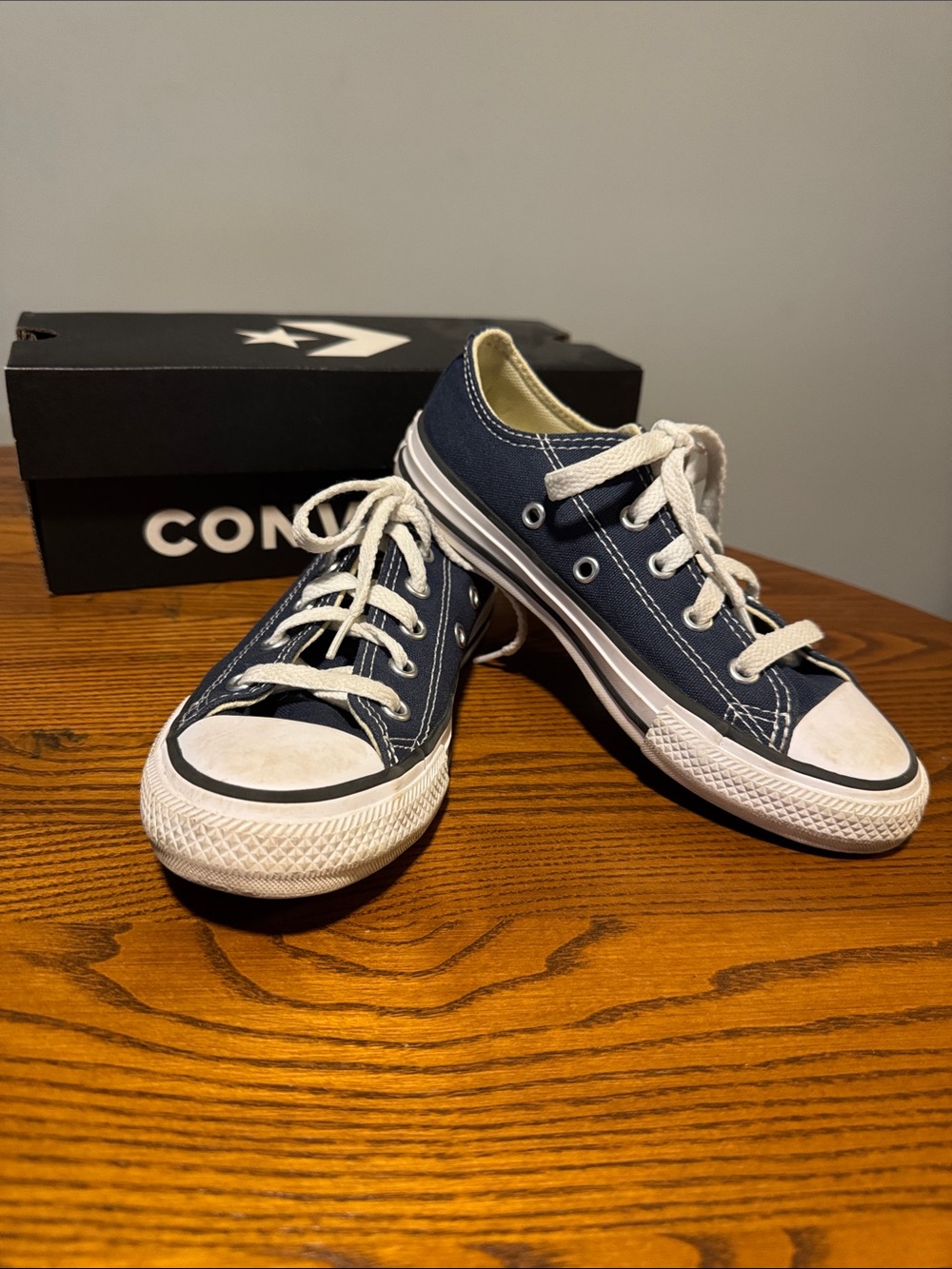 Converse All Star Kids Navy Low-Top Canvas Sneakers with White Trim